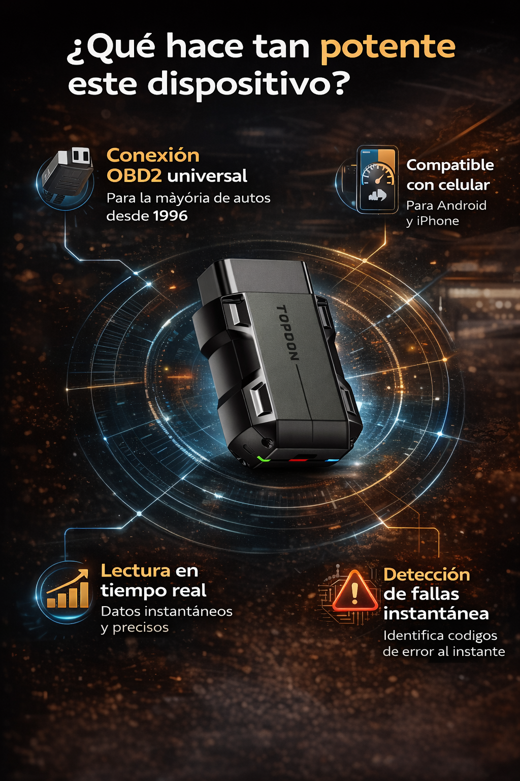 TOPDON CarPal ™ - escáner Bluetooth automotriz para celular
