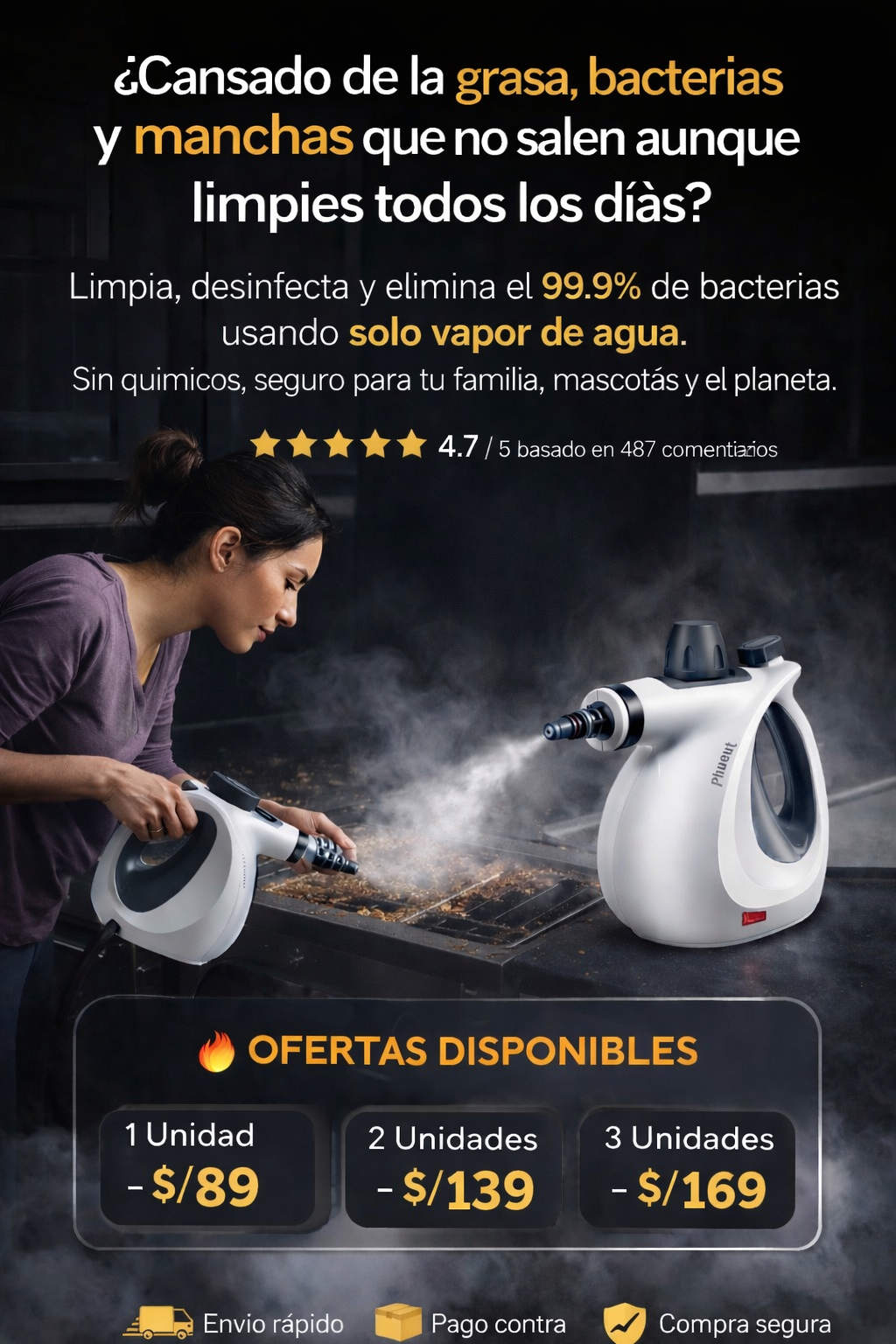 Phueut ™ - Limpiador a vapor portátil presurizado multiusos